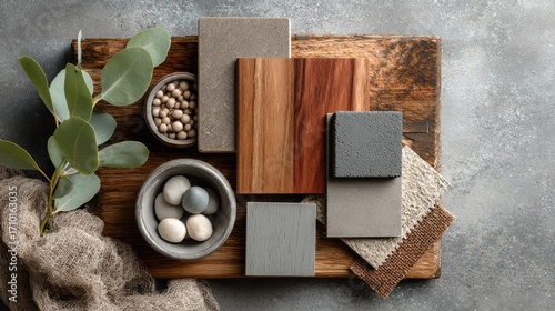 Aesthetic Arrangement of Textured Surfaces, Natural Elements, and Earthy Tones for Interior Design Inspiration