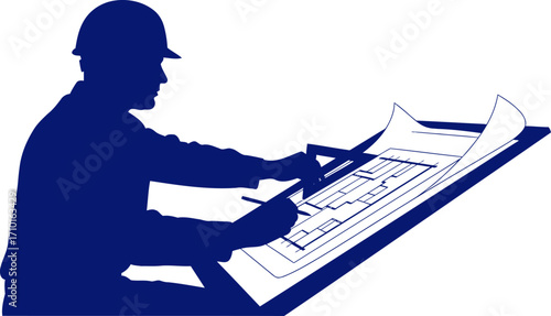 architects blueprints designing the future, one precise line at a time, isolated on transparent background