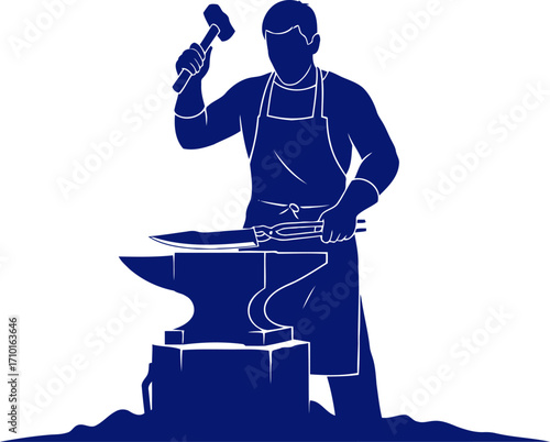 blacksmith silhouette the art of forging, strength and craftsmanship, isolated on transparent background