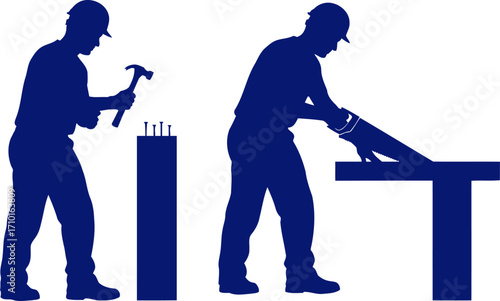 blue collar craftsman hammer, saw, and the quiet strength of skilled hands, isolated on transparent background