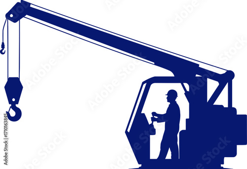 blue collar strength a crane operators silhouette of precision and power, isolated on transparent background