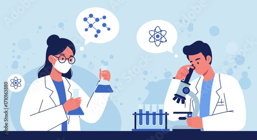 Two scientist professionals, collaborate in a laboratory