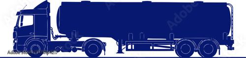 blue tanker truck silhouette transporting cargo, delivering goods, reliable logistics, isolated on transparent background