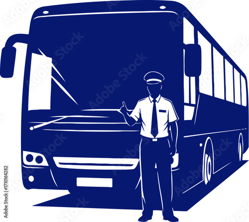 bus drivers ready thumbs up awaiting passengers, journey begins, isolated on transparent background