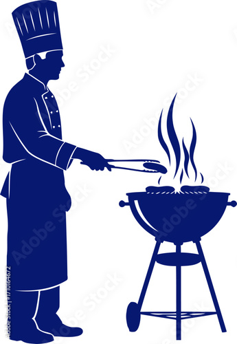chefs culinary silhouette grilling perfection, summer bbq, and gourmet feast, isolated on transparent background