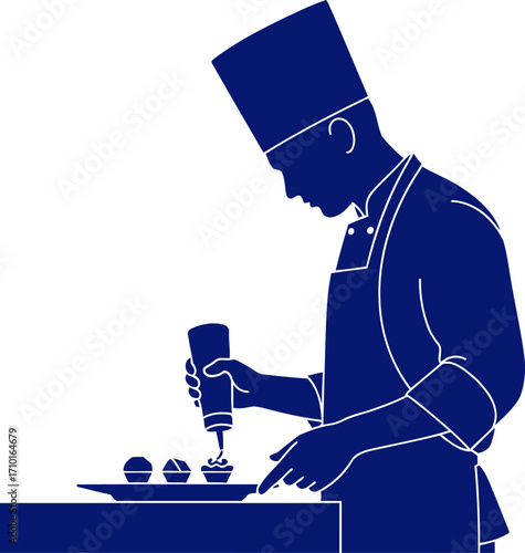 chefs midnight dessert creation a navy blue silhouette of culinary passion, isolated on transparent background