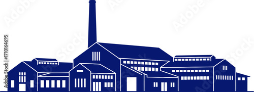 classic factory complex a timeless silhouette of industrial heritage, isolated on transparent background