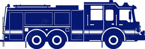 emergency response a bold silhouette of a firetruck, isolated on transparent background