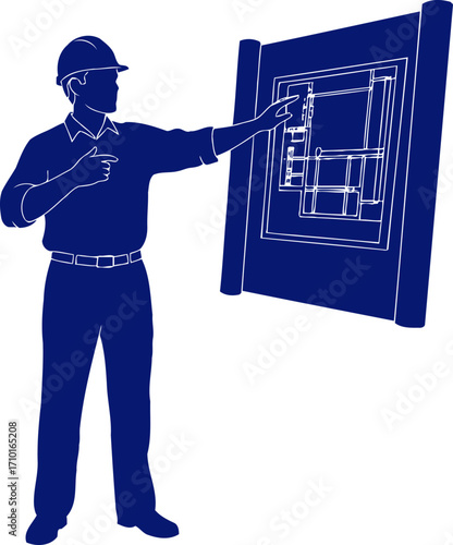 engineer explains complex system blueprint, expertise, and problemsolving, isolated on transparent background
