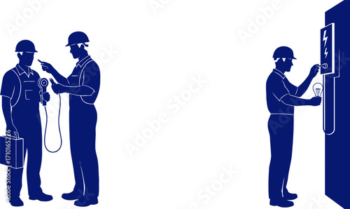 expert electricians teamwork, precision, and problemsolving in electrical work, isolated on transparent background