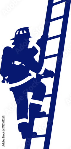 firefighters courageous ascent a silhouette of bravery and duty, isolated on transparent background