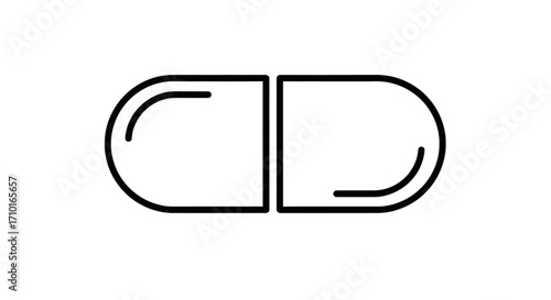 Pill capsule medical line icon, simple black and white drug symbol for healthcare, editable vector graphic