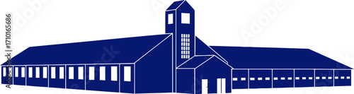 majestic navy blue stable equestrian silhouette, symbol of grace and tranquility, isolated on transparent background