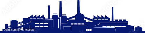 midnight blue industrial giant a silhouette of power and progress, isolated on transparent background