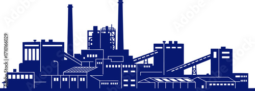 midnight blue industrial complex a symphony of steel and night, isolated on transparent background