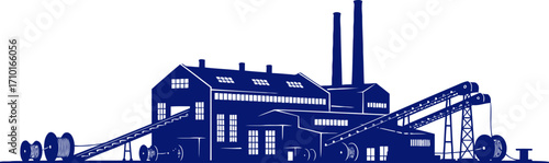 midnight blue the silent symphony of a textile mill, isolated on transparent background