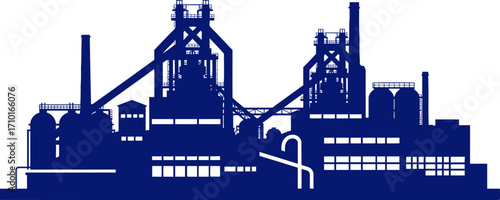 midnight blueprints silhouette of a steel mills mighty heart, isolated on transparent background