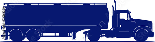 midnight tanker a silhouette of blue, delivering dreams across the highway, isolated on transparent background