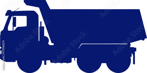 mighty dump truck silhouette blue collar power and construction might, isolated on transparent background