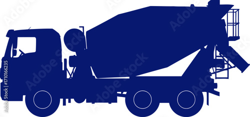 mighty concrete mixer silhouette of construction power, isolated on transparent background