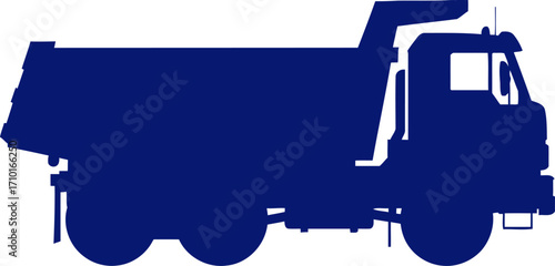 mighty dump truck silhouette blue collar power, construction might, isolated on transparent background