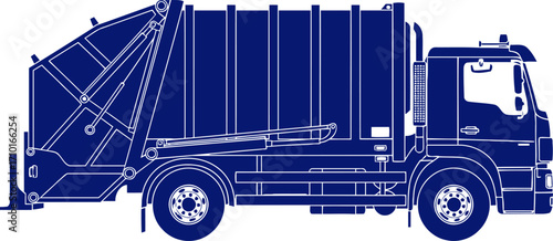 mighty blue garbage truck city sanitation, waste management, urban cleanup, isolated on transparent background