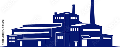 mighty industrial silhouette factory complex, blueprints of progress, and dreams of innovation, isolated on transparent background