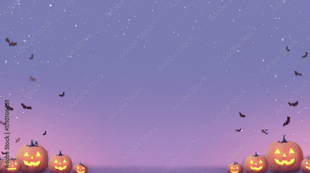 Fototapeta premium ハロウィンの星空とカボチャランタンの背景