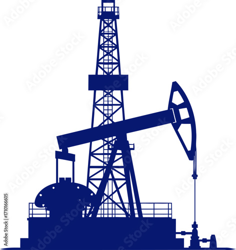 oil well silhouette pumping energy, fueling progress, isolated on transparent background