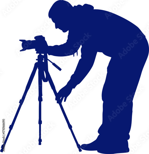 photographers blue silhouette a moment of focused capture, isolated on transparent background