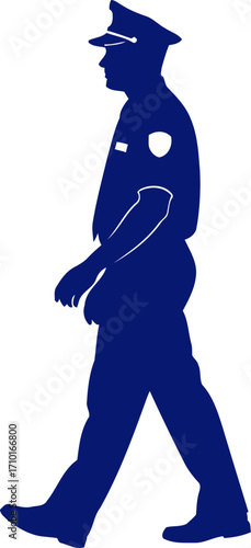 police officer silhouette duty, honor, and community protection, isolated on transparent background