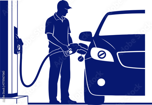 refueling the open road a navy blue silhouette of automotive energy, isolated on transparent background
