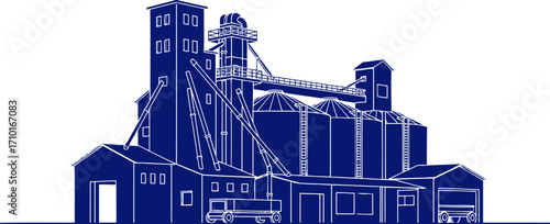 rural grain silo agricultural industry, harvest abundance, and farming success, isolated on transparent background