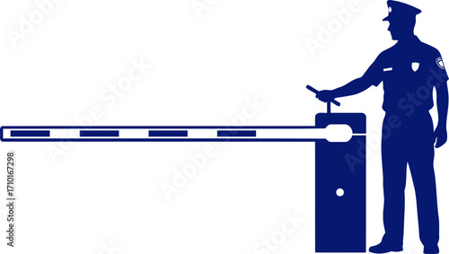 security officer silhouette controlling access and ensuring safety, isolated on transparent background