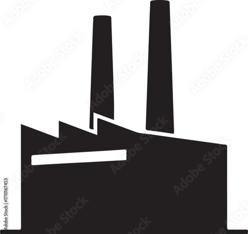 Vector art of silhouette illustration of a factory, showcasing industrial architecture and design for manufacturing and production concepts