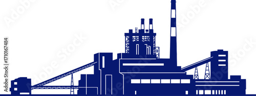 silhouette of a mighty power plant industry, energy, and progress, isolated on transparent background