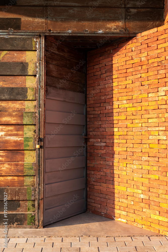 Abstract geometry of wood, metal and brick textures in Asuncion, Paraguay Abstract geometry of wood, metal and brick textures in Asuncion, Paraguay