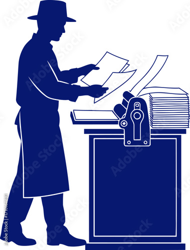 the bluecollar printer a silhouette of craftsmanship and passion, isolated on transparent background