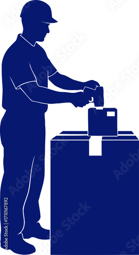 the bluecollar logistician a silhouette of efficiency and precision, isolated on transparent background