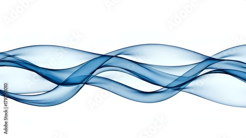 Abstract blue flowing waves on white background perfect for motion graphics and design elements