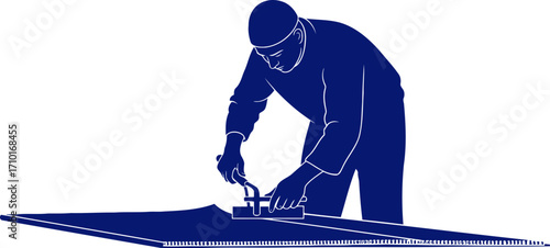 the craftsmans focused precision a navy blue silhouette of meticulous detail, isolated on transparent background