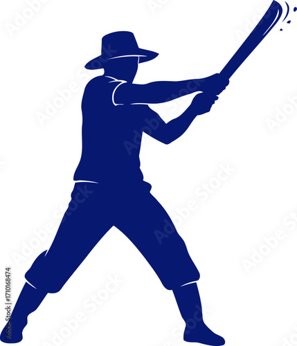 the cricketers powerful drive a navy blue silhouette of athleticism and determination, isolated on transparent background