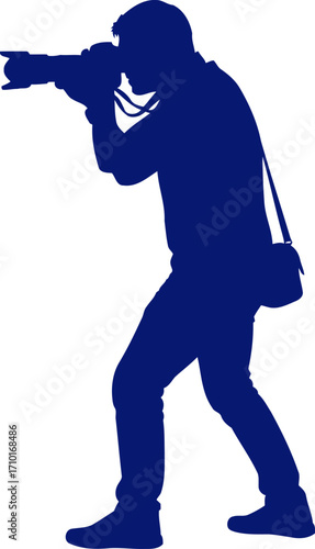 the decisive click a photographers focused silhouette, isolated on transparent background