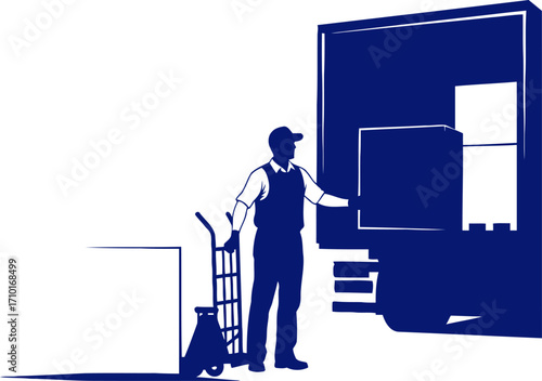 the delivery workers quiet determination a navy silhouette, isolated on transparent background