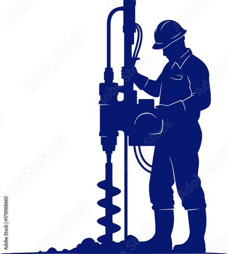 the groundbreaker a lone workers determination, deep earth exploration, isolated on transparent background