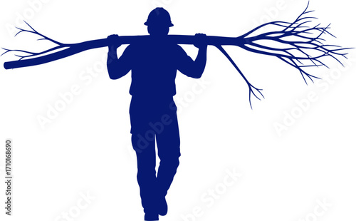 the lumberjacks burden a silhouette of strength and endurance, isolated on transparent background