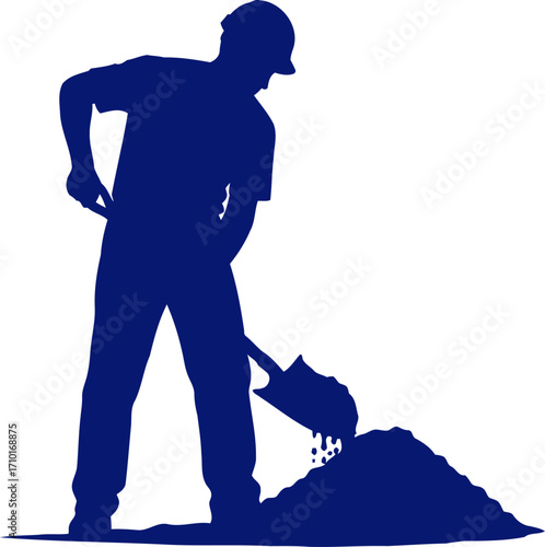 the solitary digger a bluecollar silhouette of perseverance and strength, isolated on transparent background