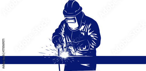 the welders blue flame precision, skill, and forged strength, isolated on transparent background