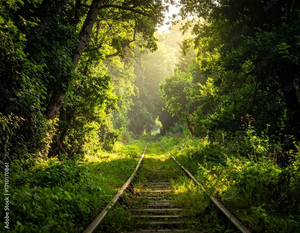 Obraz premium overgrown railway tracks