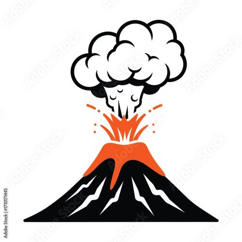 Volcanic Eruption Fiery Mountain Illustration